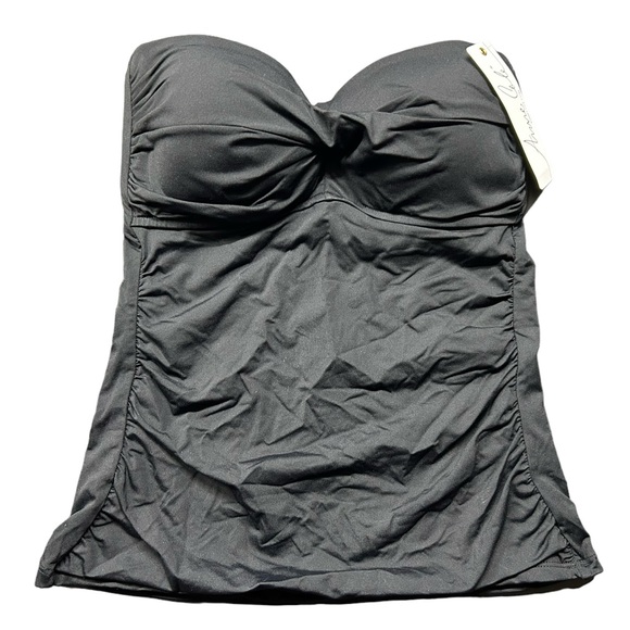 ANNE COLE womens black bandeau style tankini swim top size Small NWT - Picture 3 of 6